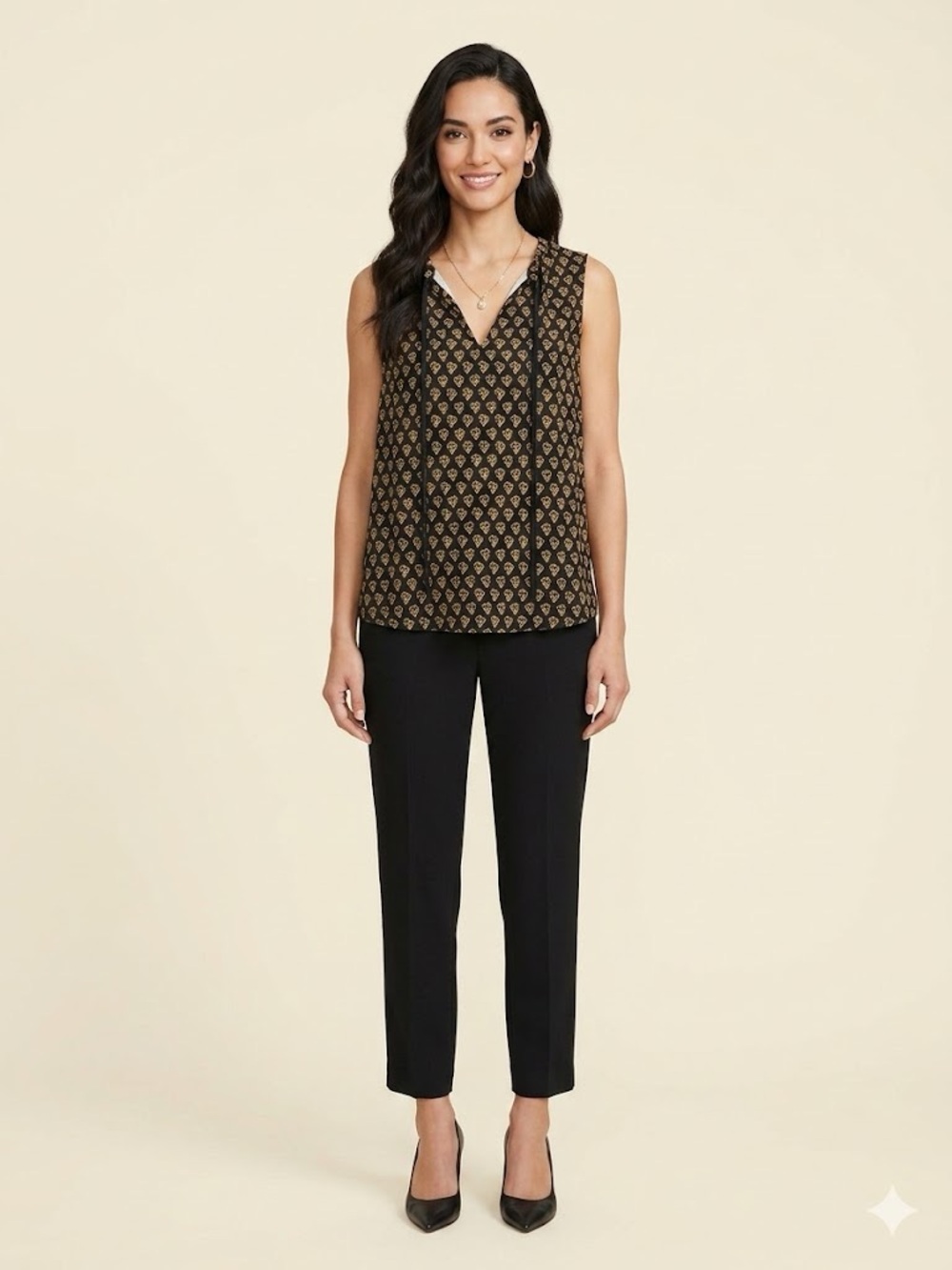 Proenza Schouler Black and Gold Sleeveless V-Neck Camisole